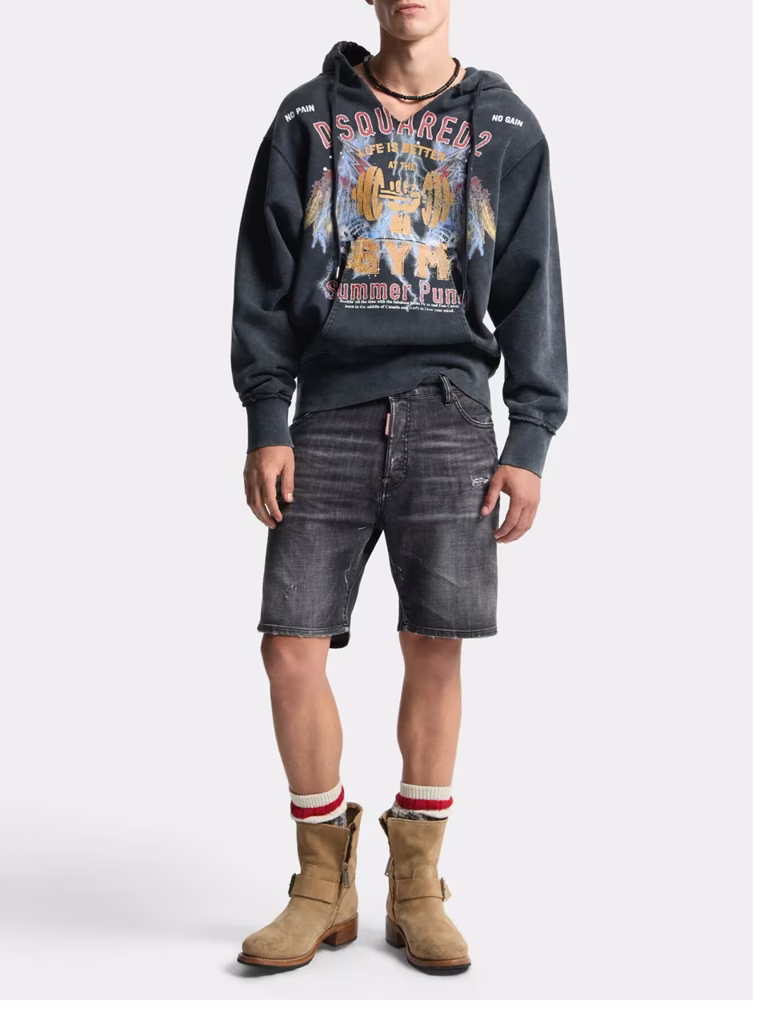 DSQUARED2 Black Fog Wash Jeans Shorts