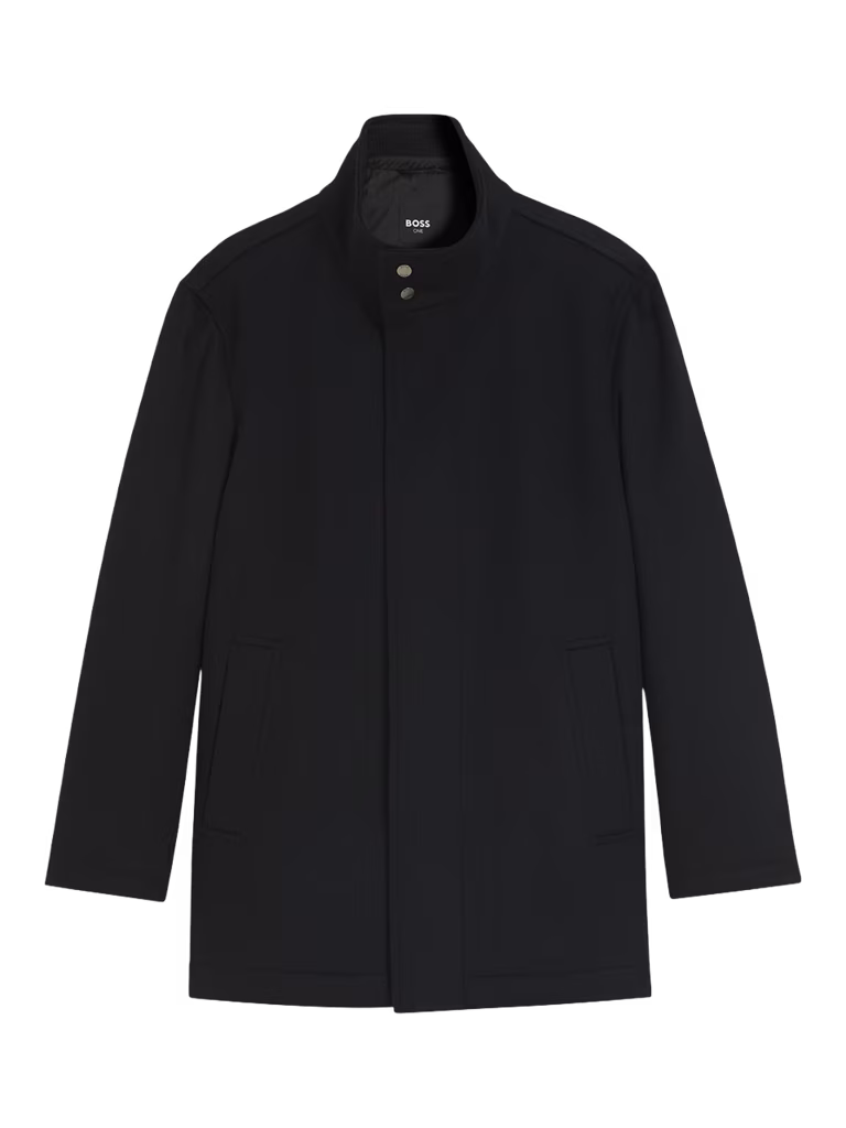 Booss Coat In Italian Fabric With A Stand Collar