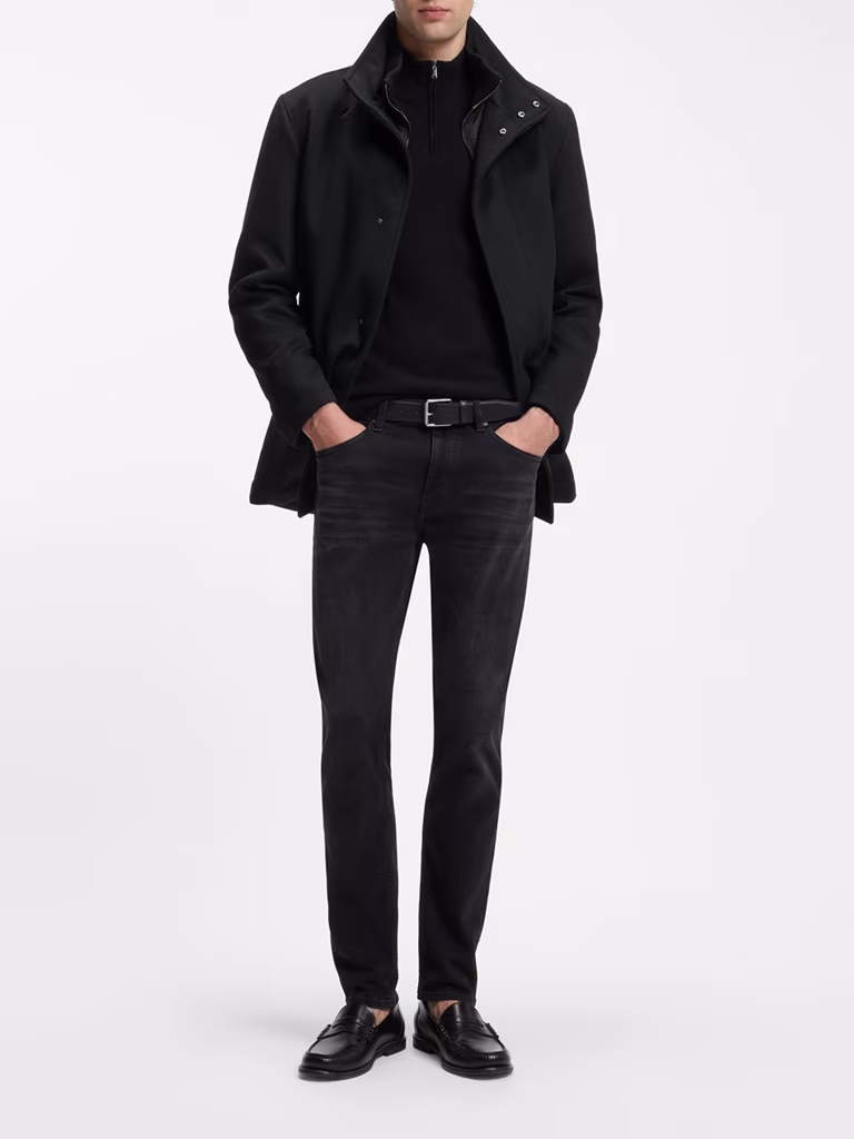 Booss Coat In Italian Fabric With A Stand Collar
