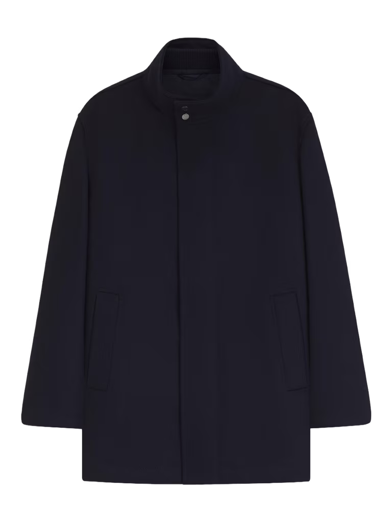 Booss Coat In Italian Fabric With A Stand Collar