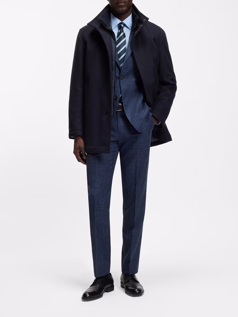 Booss Coat In Italian Fabric With A Stand Collar