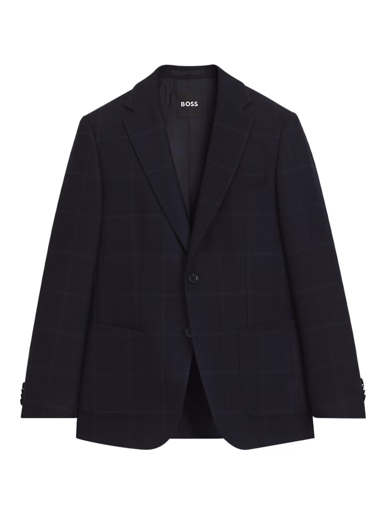BOSS Slim-Fit Blazer In Checked Virgin Wool