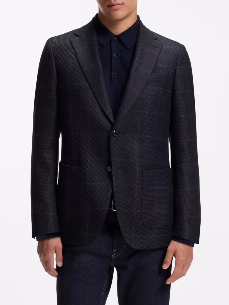 BOSS Slim-Fit Blazer In Checked Virgin Wool