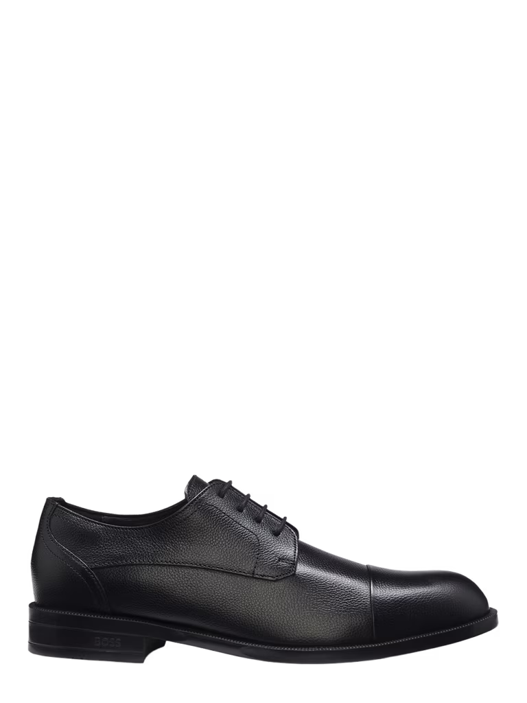 BOSS Derby Shoes In Grained Leather With Cap Toe