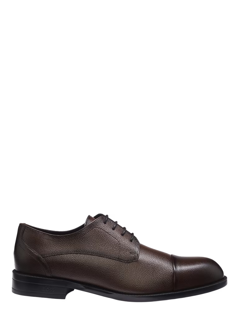 BOSS Derby Shoes In Grained Leather With Cap Toe
