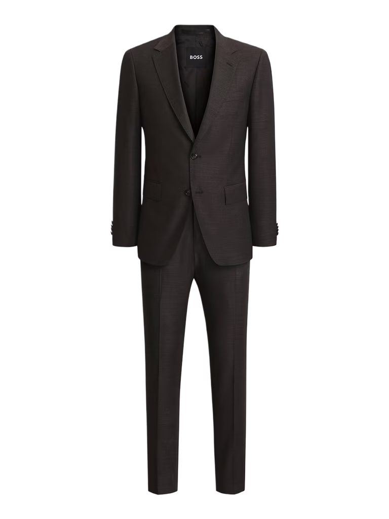 BOSS Two-Piece Slim-fit Suit In Patterned Stretch Wool