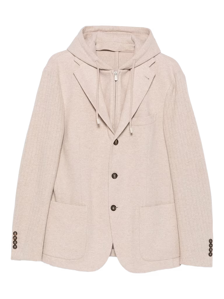 Eleventy Hooded Single-Breasted Jacket