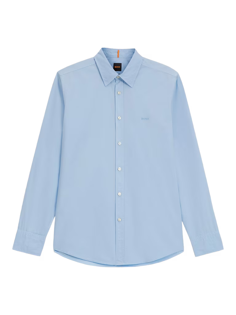 BOSS Cotton Regular-Fit Poplin Shirt With Embroidered Logo
