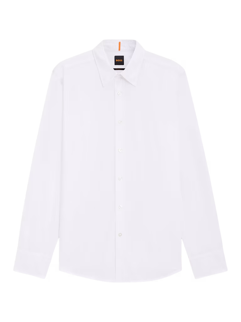 BOSS Cotton Regular-Fit Poplin Shirt With Embroidered Logo