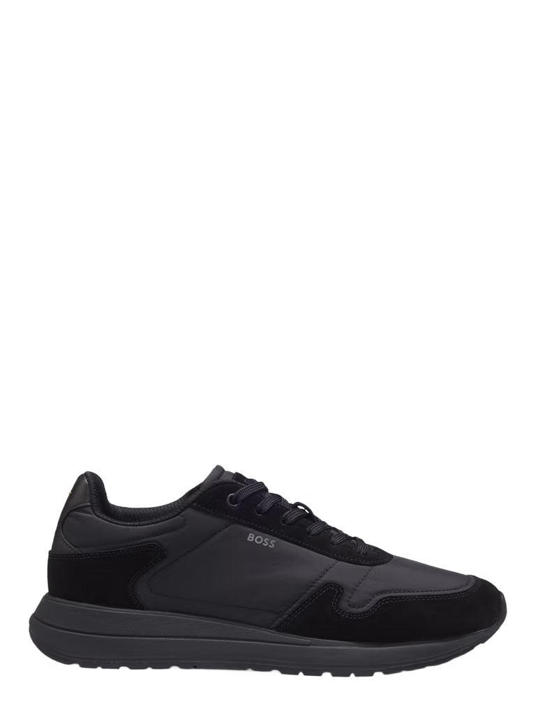 BOSS Lace-up Sneakers In Lightweight Fabric With Suede Trims