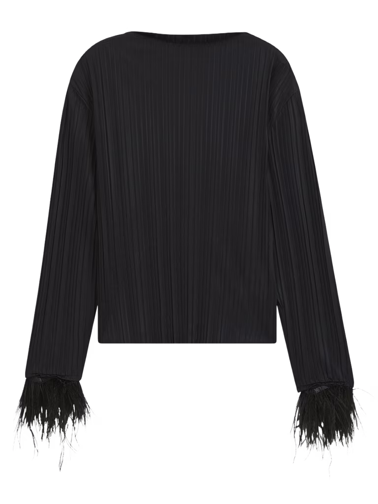 BOSS Slim-Fit Mock-neck Top With Feather Details