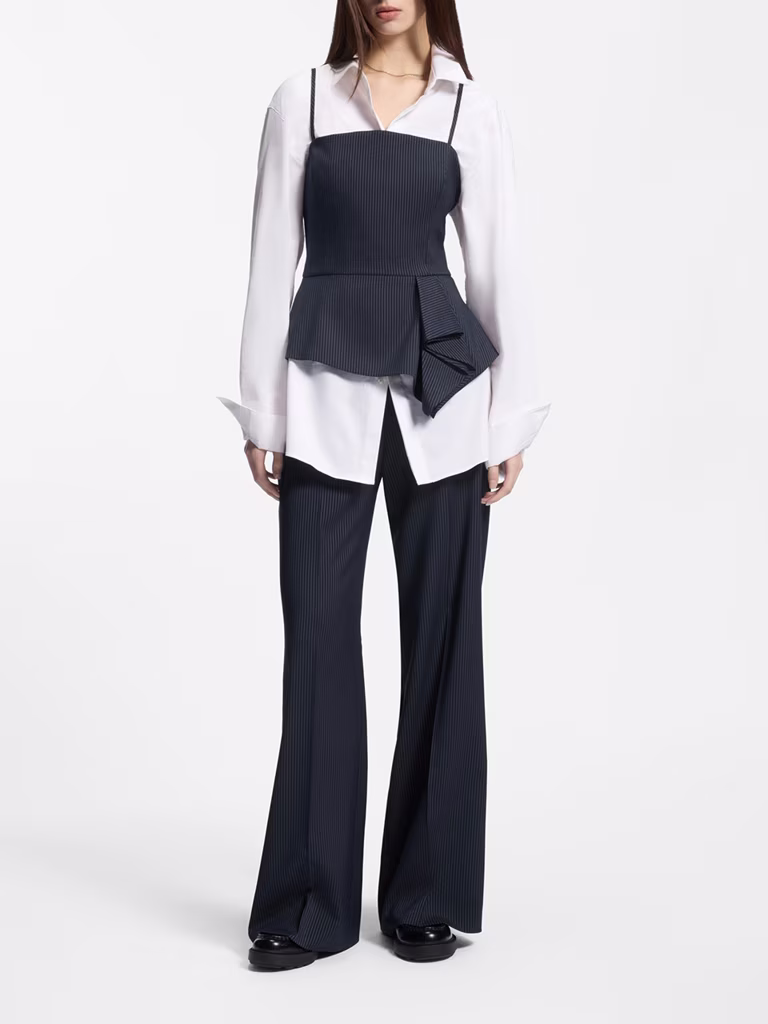 HUGO Pinstripe Top With Peplum Hem