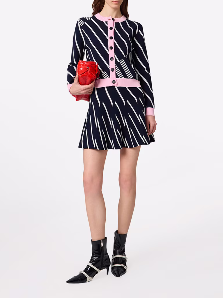 MSGM Striped Techno Piqué Mini Skirt