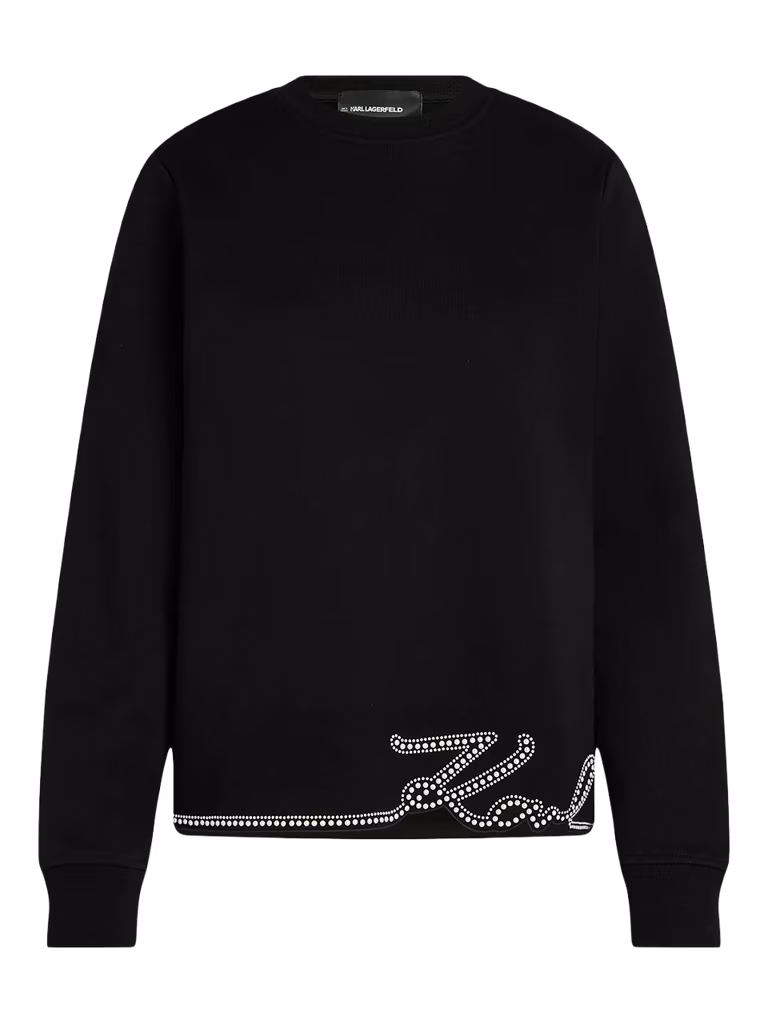 Karl Lagerfeld Signature Faux-pearl Hem Sweatshirt