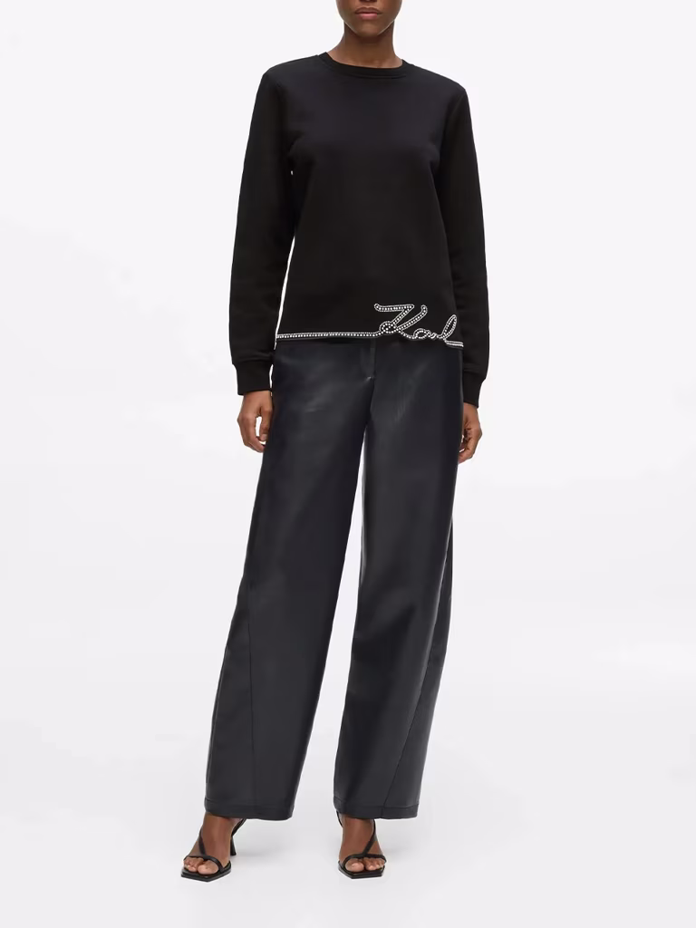 Karl Lagerfeld Signature Faux-pearl Hem Sweatshirt