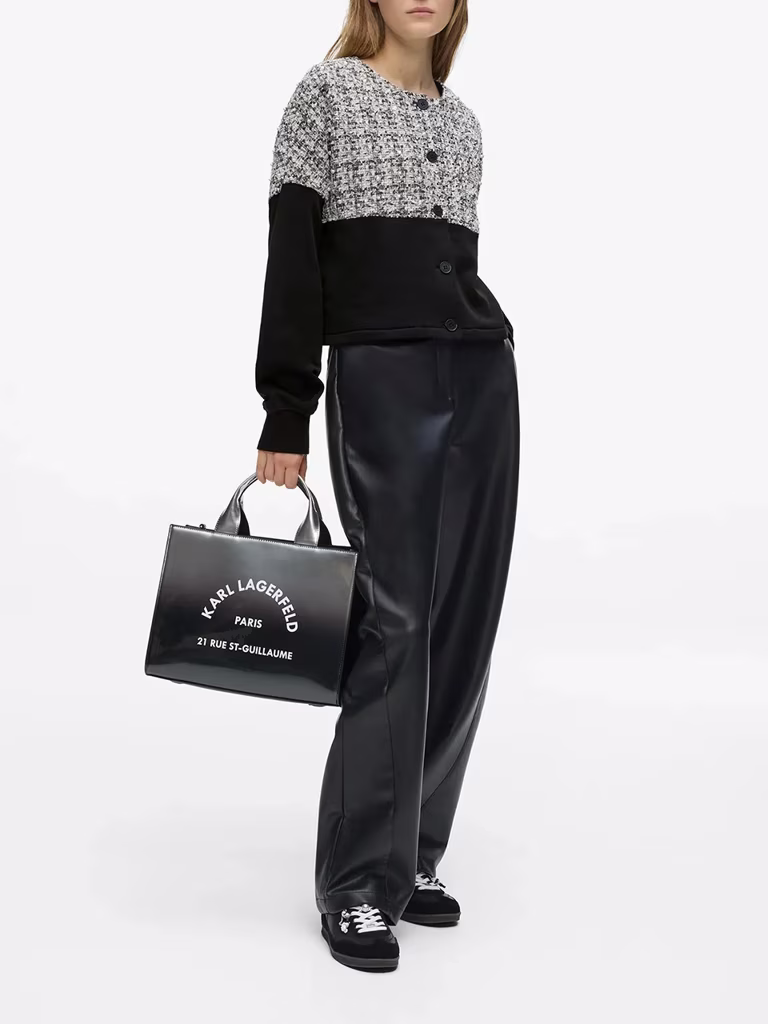 Karl Lagerfeld Bouclé Panel Jersey Cardigan
