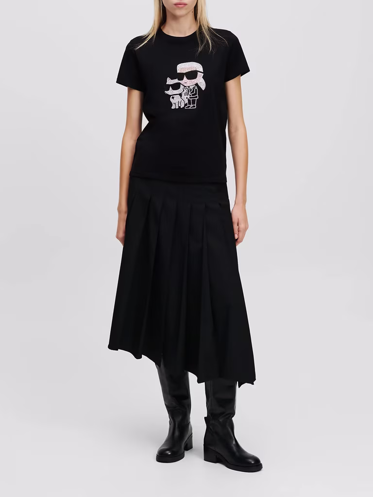 Karl Lagerfeld Ikon Karl & Choupette Rhinestone T-Shirt