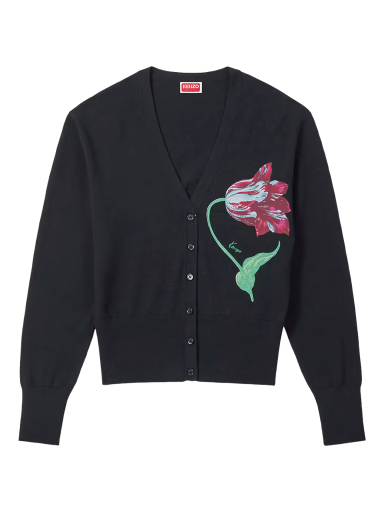 KENZO Tulip Cardigan In Cotton Wool