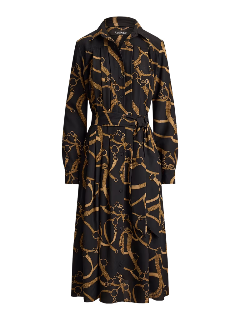Lauren Ralph Lauren Pleated Crepe Shirtdress