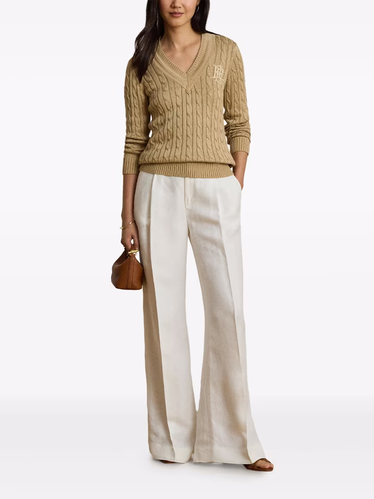 Lauren Ralph Lauren Cable-Knit Embroidered Sweater