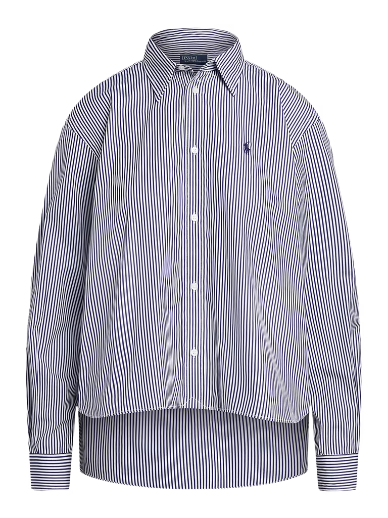 Polo Ralph Lauren Cropped Boxy Striped Cotton Shirt