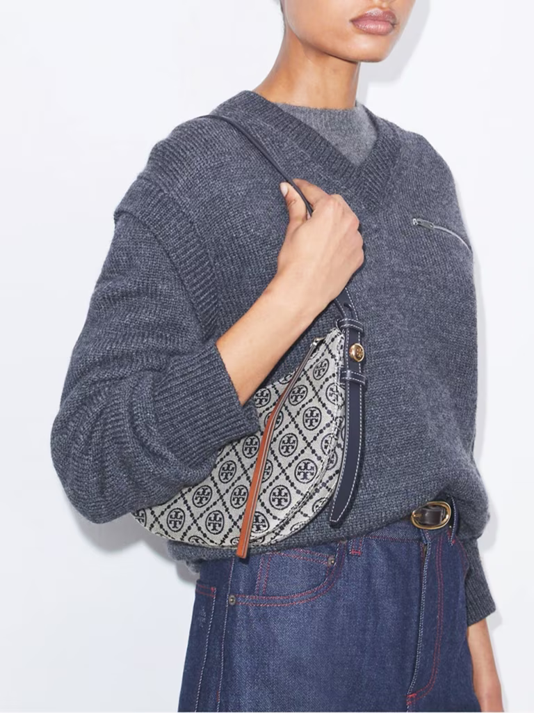 Tory Burch T Monogram Romy Half Moon Bag