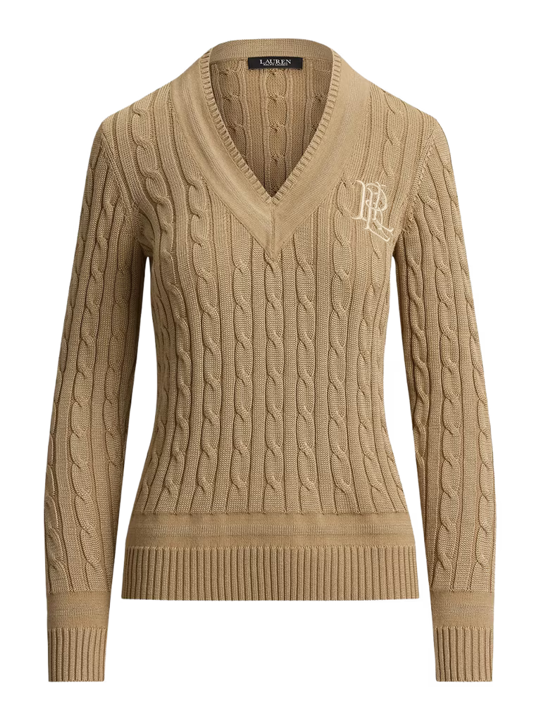 Lauren Ralph Lauren Cable-Knit Embroidered Sweater